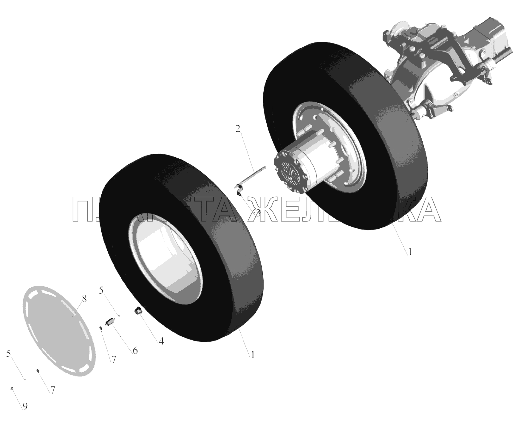 Установка задних колес 5516-3100002-020, 5516-3100002-720 МАЗ-6303A3, 6303A5